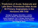 [ACC2009]Horizons AMI研究中急性心肌梗死急诊血管成形术后急性、亚急性和晚期支架血栓形成的预测因子